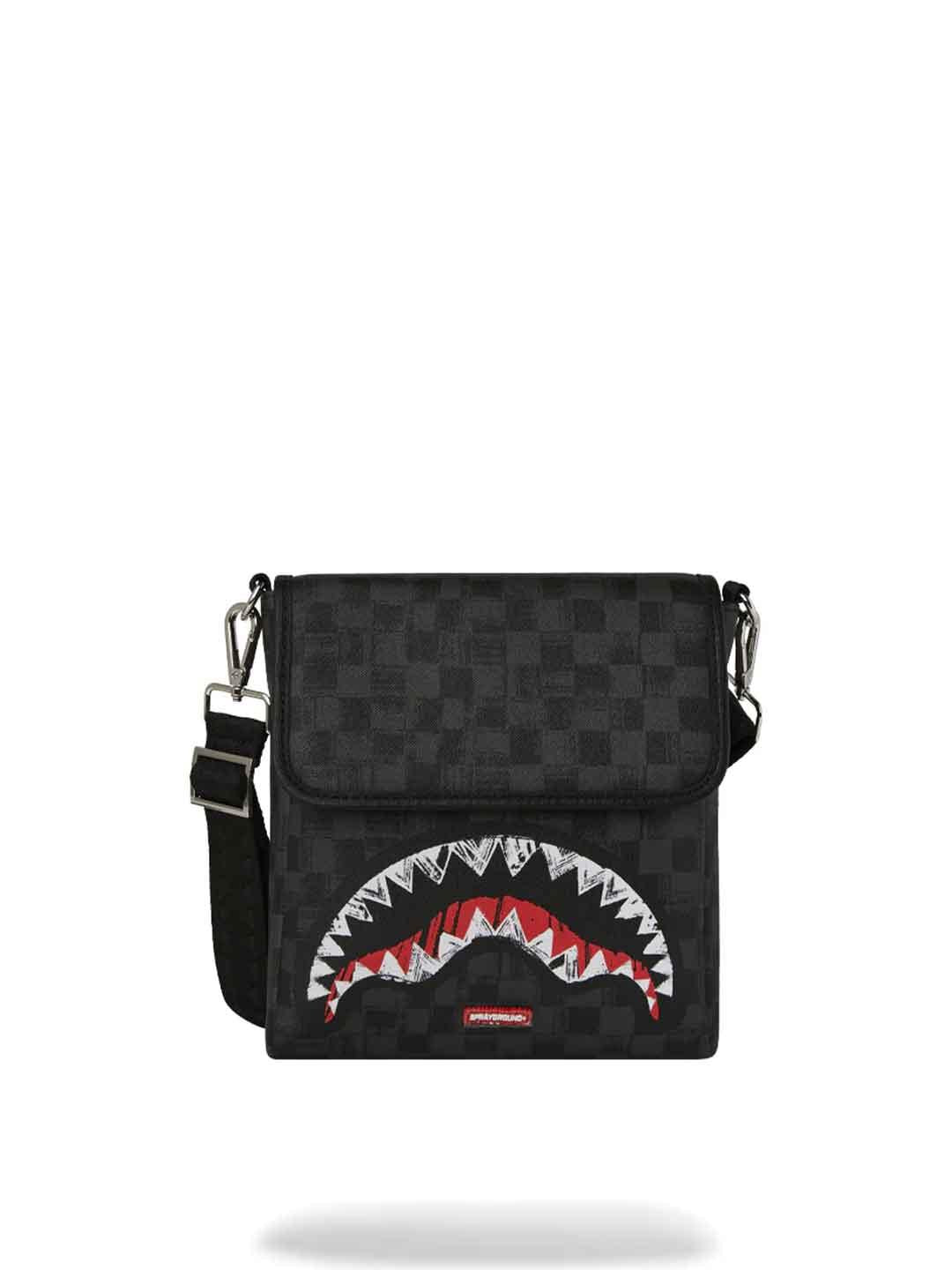 Sprayground Scribble Shark borsello nero con tracolla