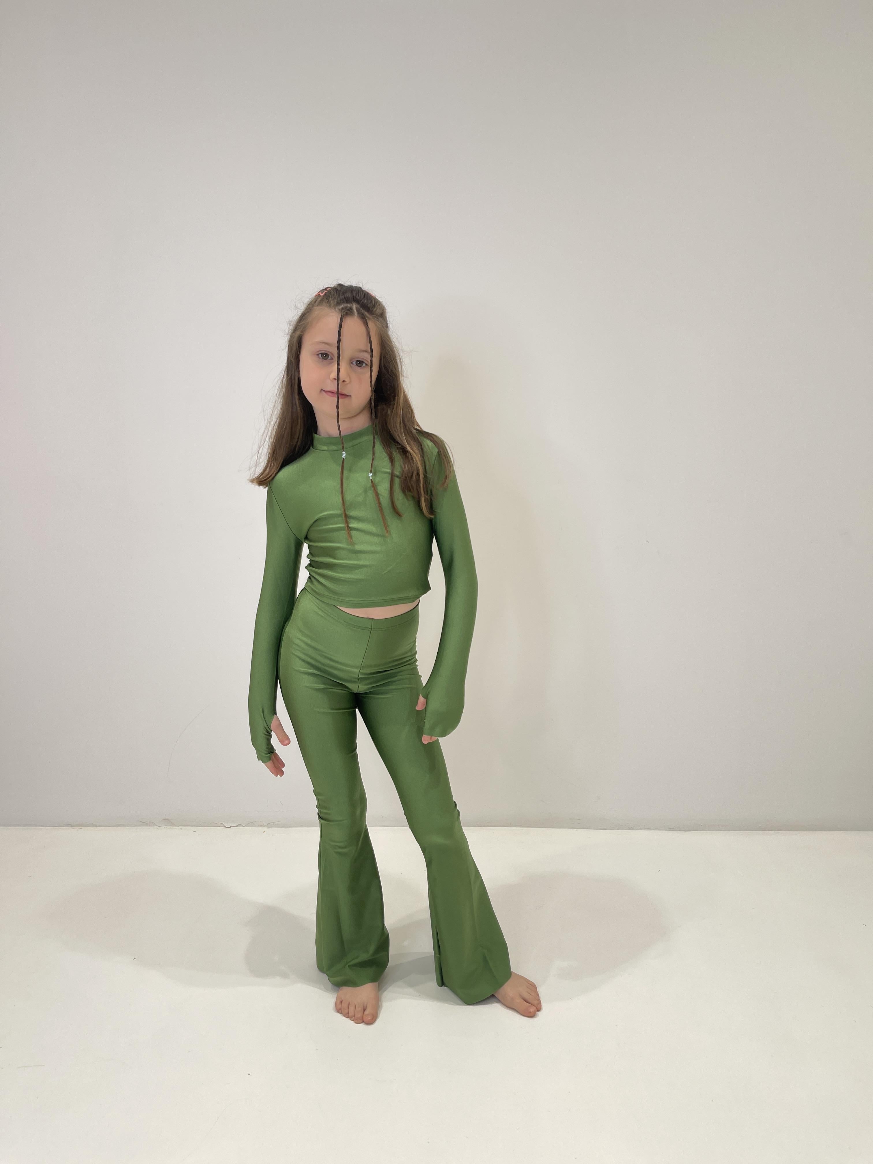Island Coco t-shirt kids verde manica a guanto