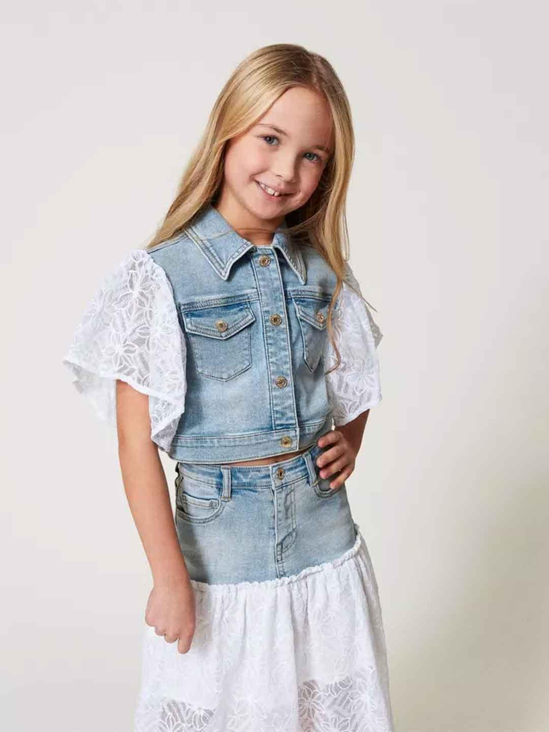 Twinset giacca kids in denim crop