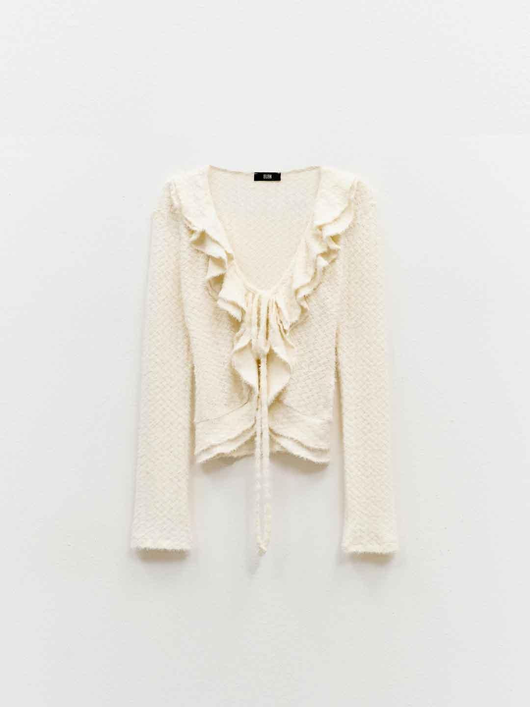 Eleh cardigan panna con lacci