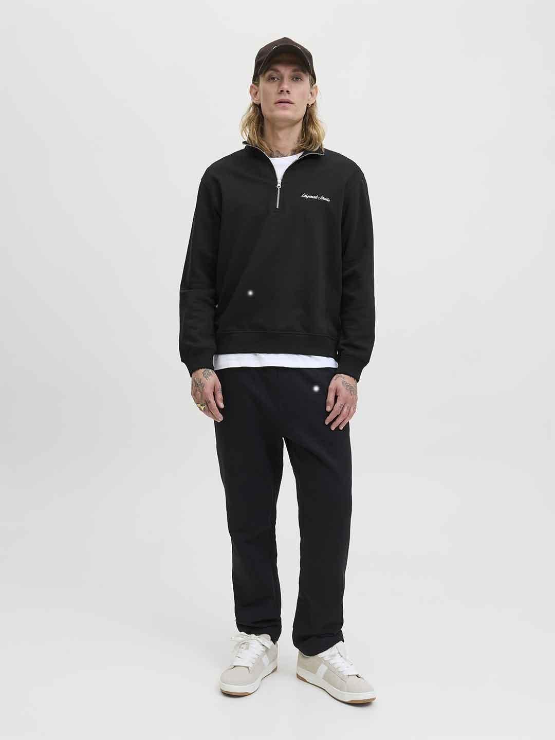 Jack & Jones felpa nero in pile con zip