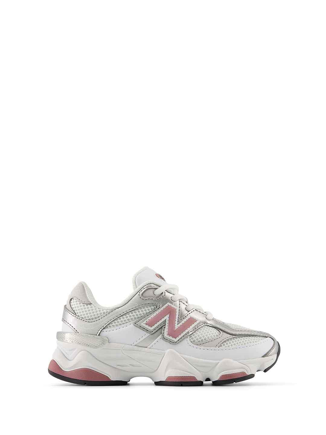 New Balance 9060 sneakers kids bianco con logo rosa