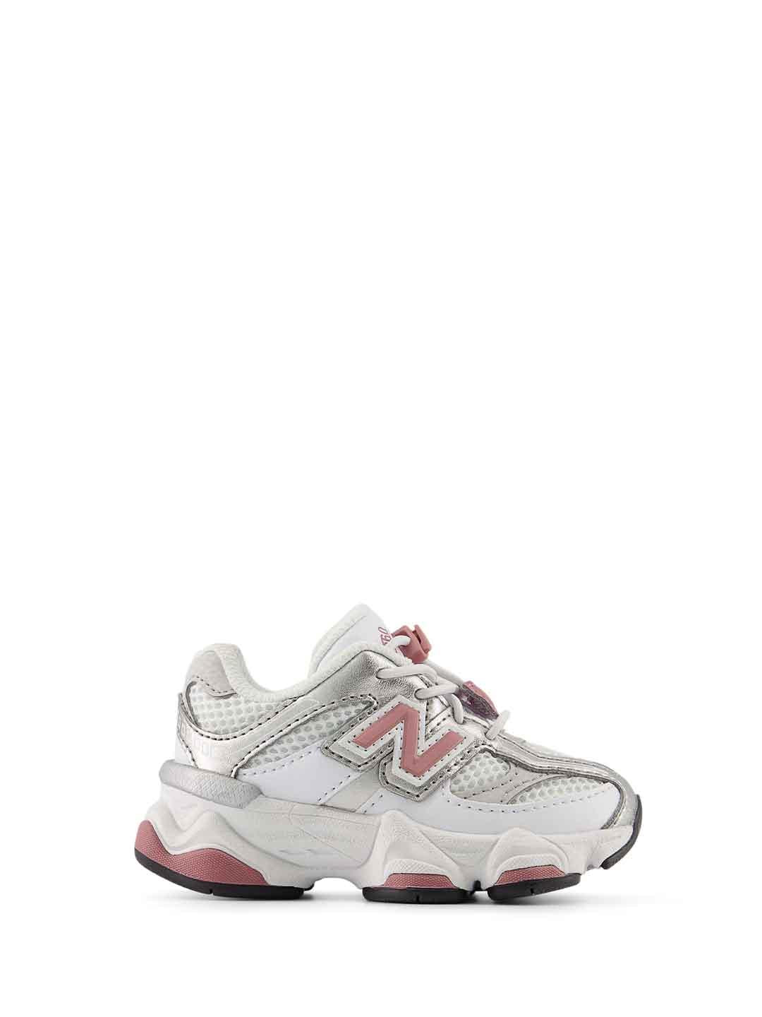 New Balance 9060 sneakers kids bianco con logo rosa