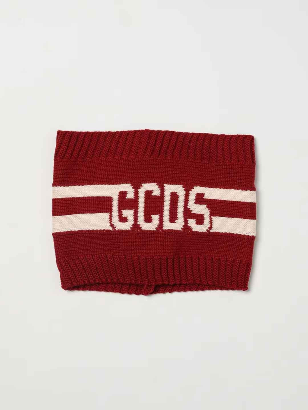 GCDS sciarpa kids bordeaux in lana