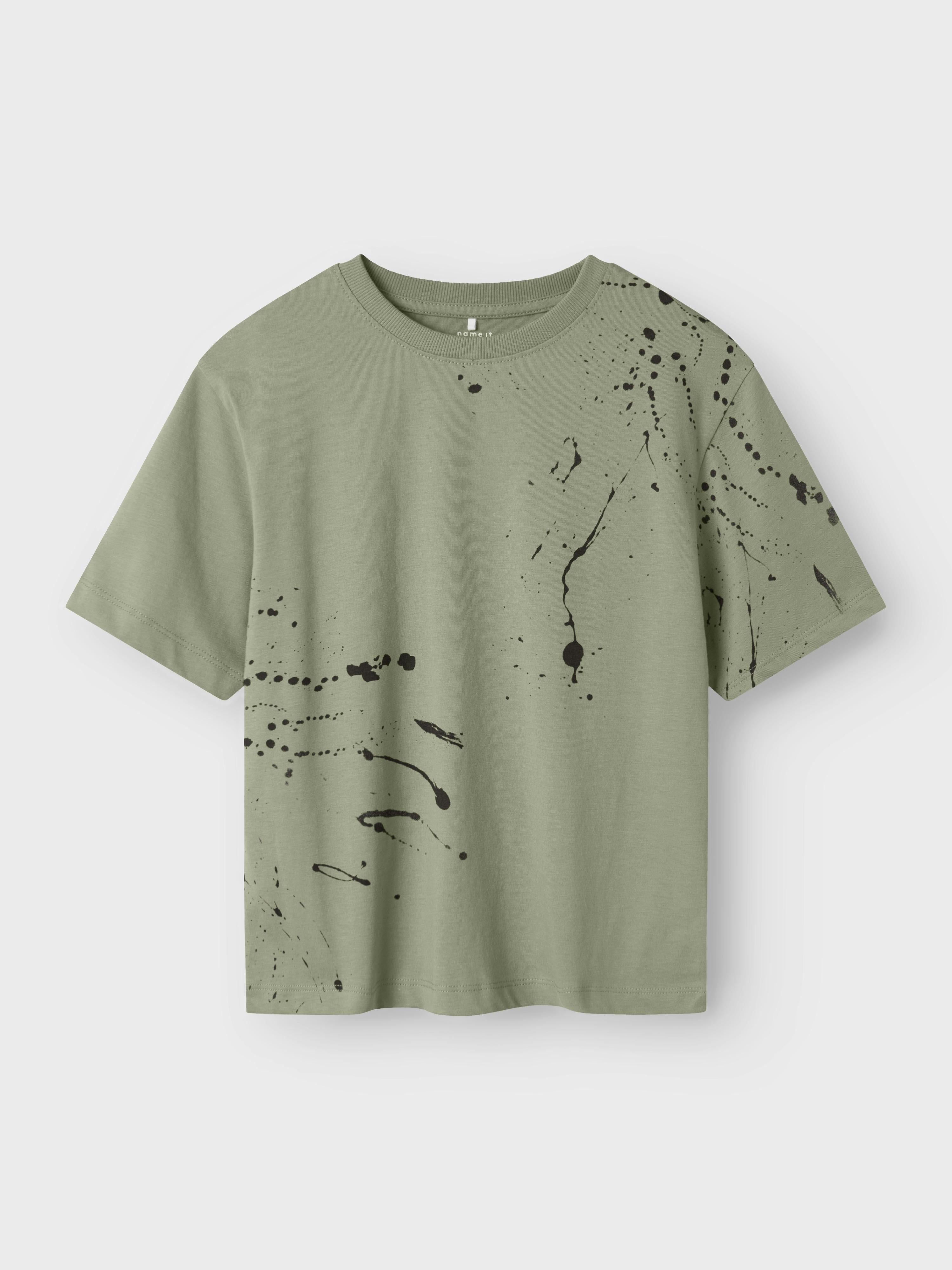 Name It t-shirt kids verde con schizzi pittura