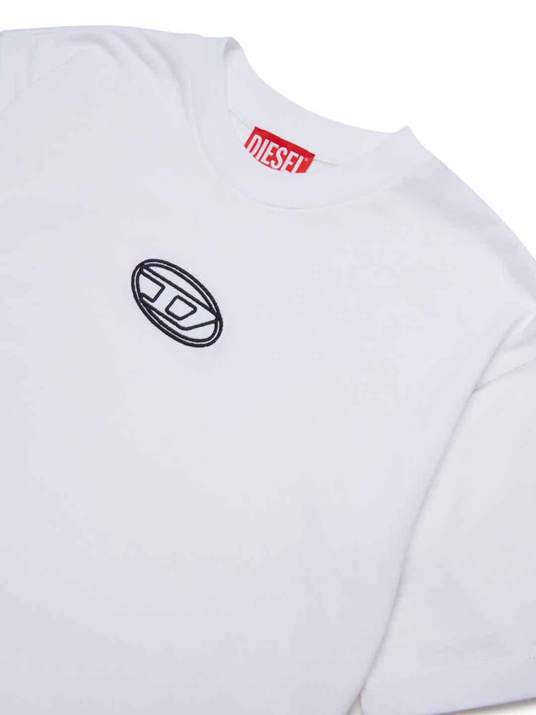 Diesel Tixan t-shirt bianco crop con logo centrale