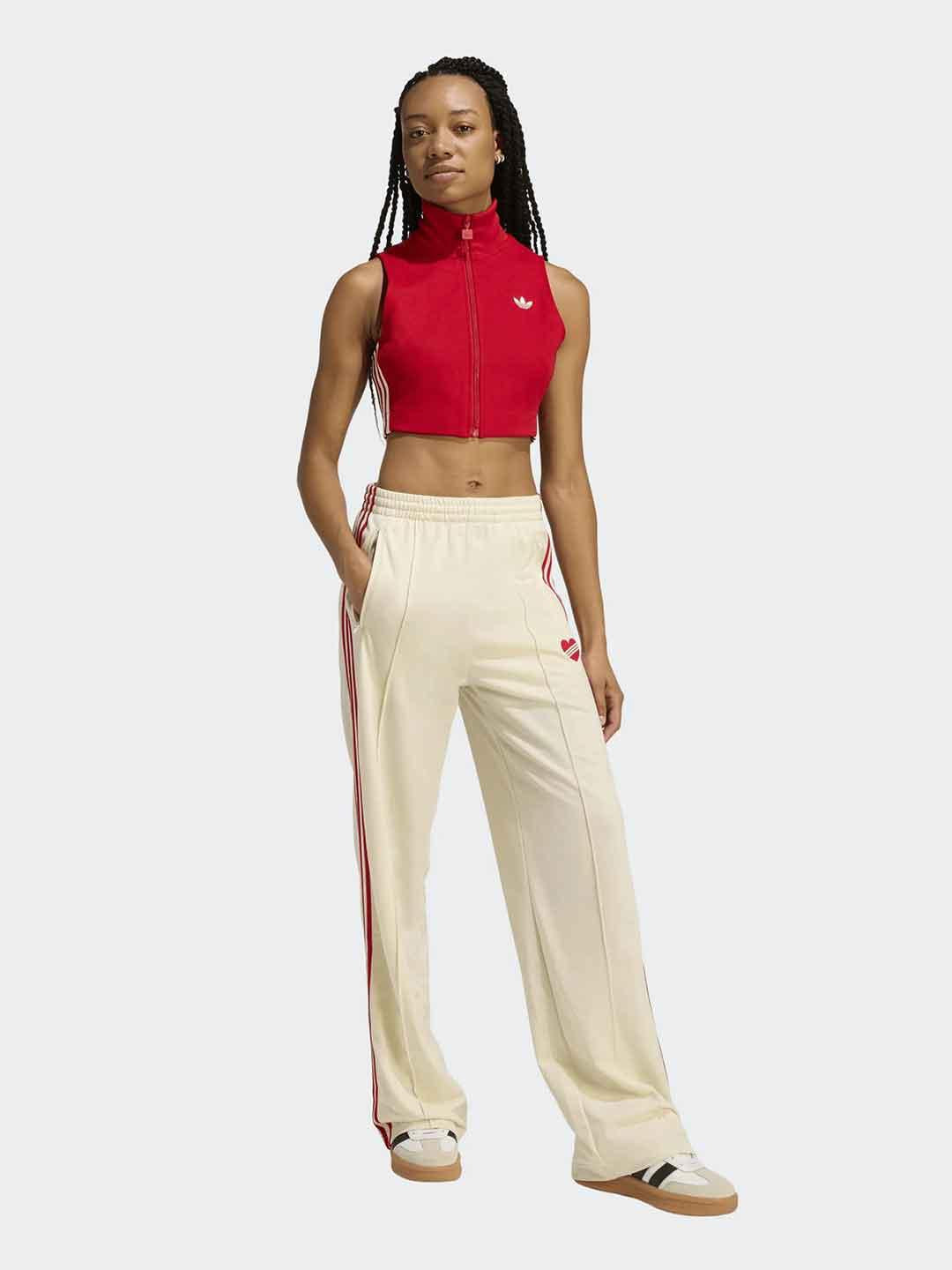 Adidas Firebird pantalone panna con cuore