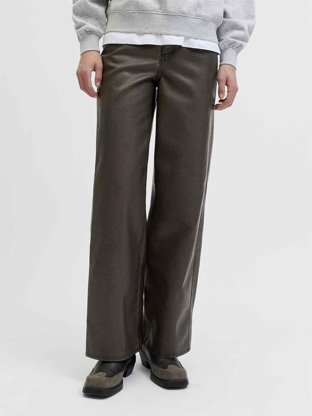 JJXX Hannah pantaloni marrone in pelle