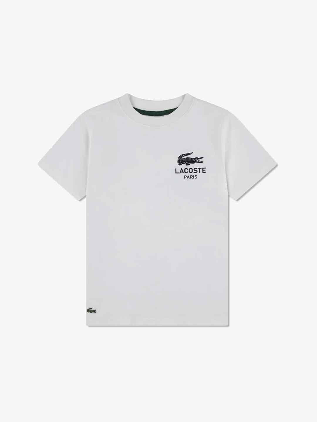 Lacoste T-shirt kids bianco con logo nero