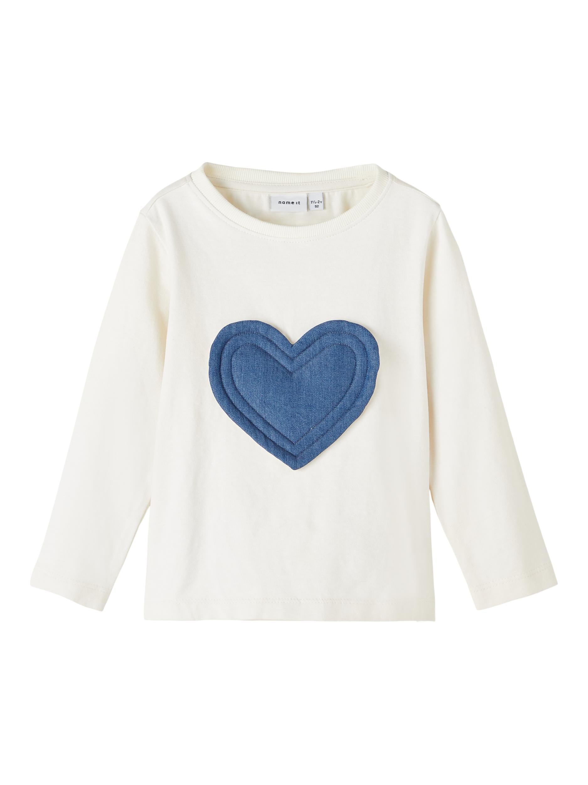 Name It maglia kids bianco con cuore in jeans