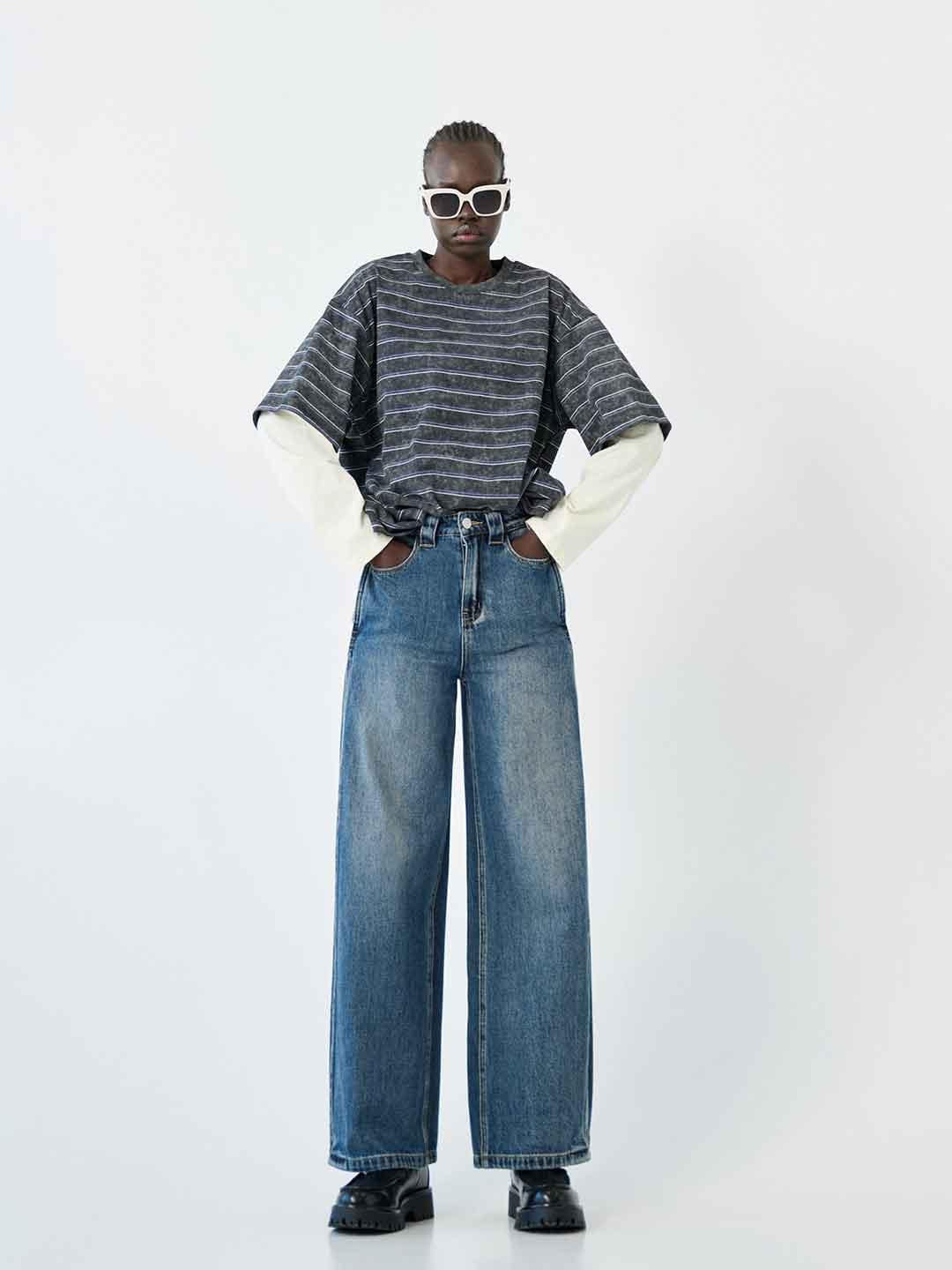 Eleh t-shirt grigio a righe