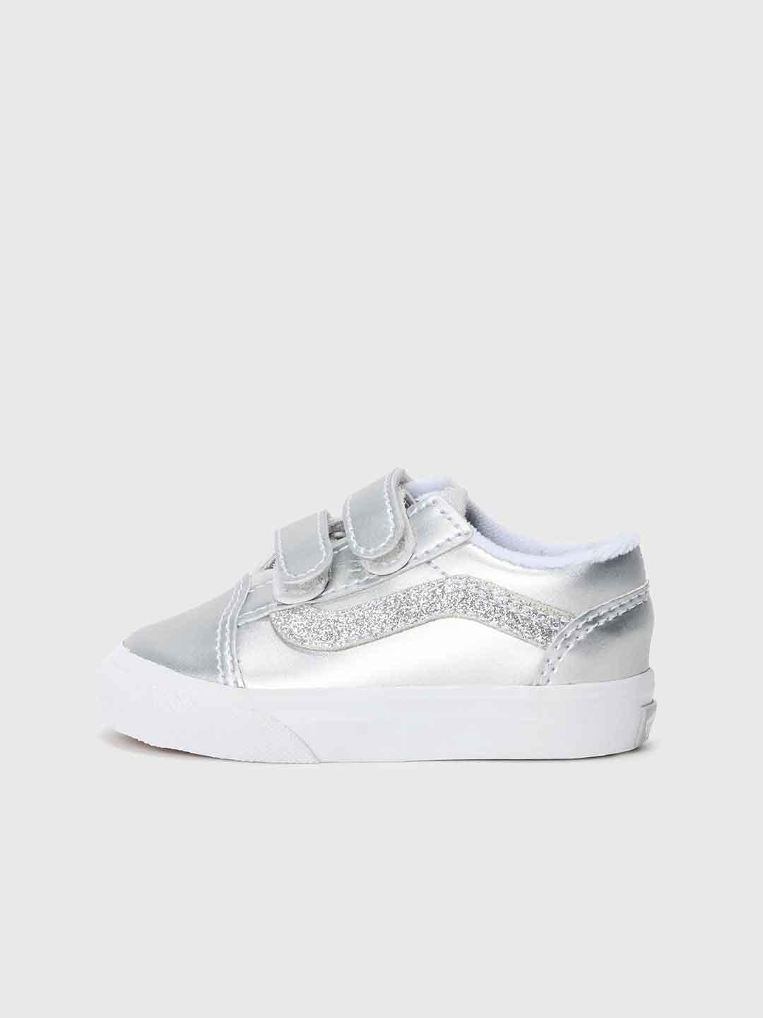 Vans Old Skool V sneakers kids argento con glitter