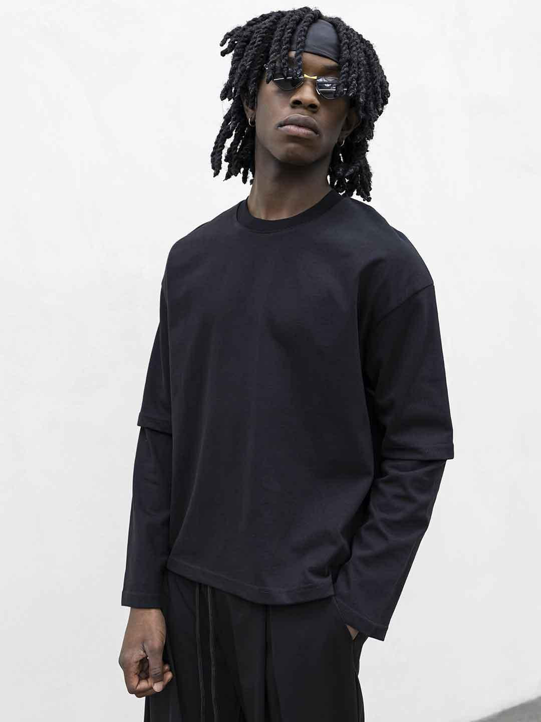 Present Day t-shirt nero manica lunga
