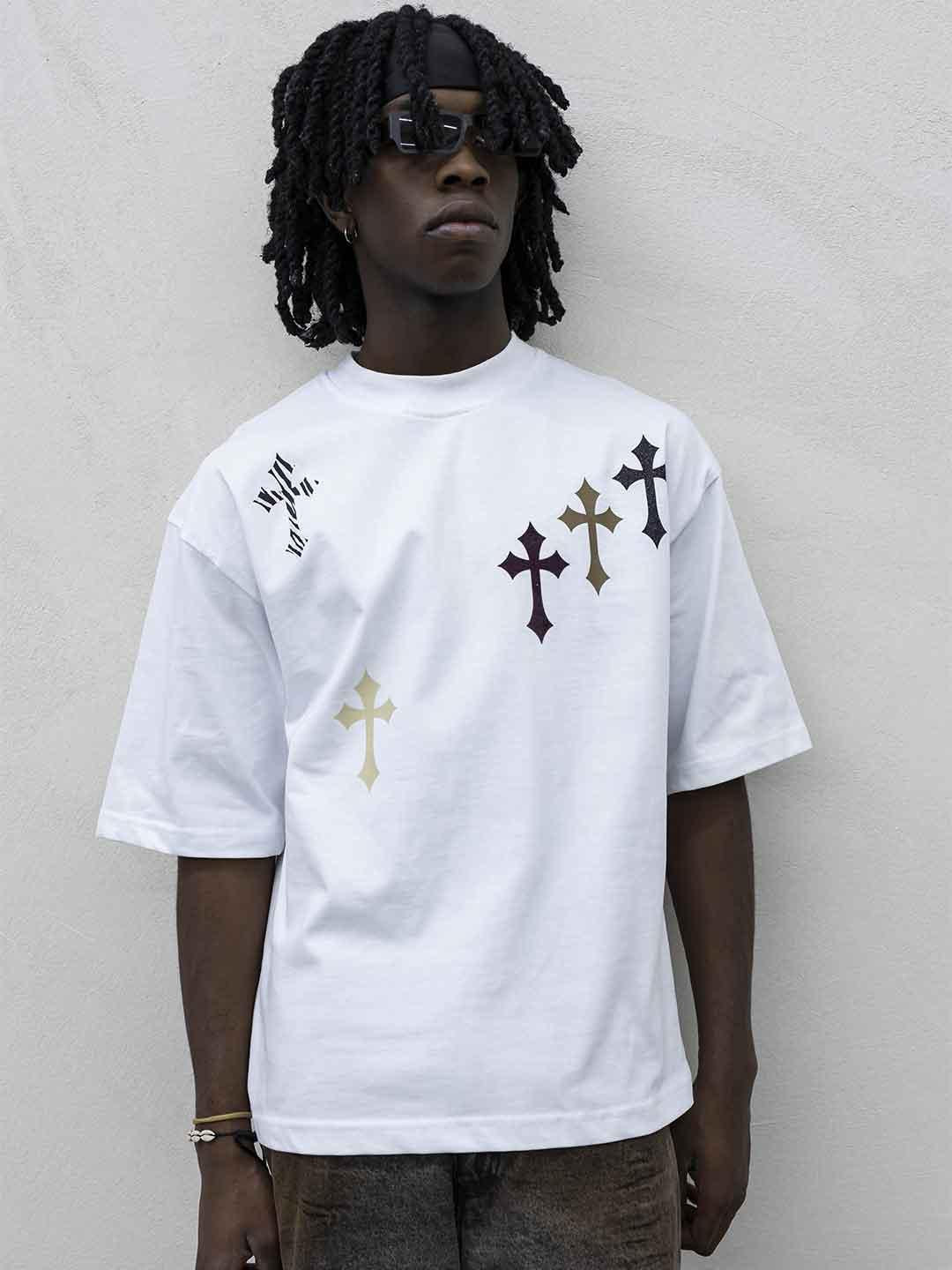Tokyo t-shirt bianco con croci
