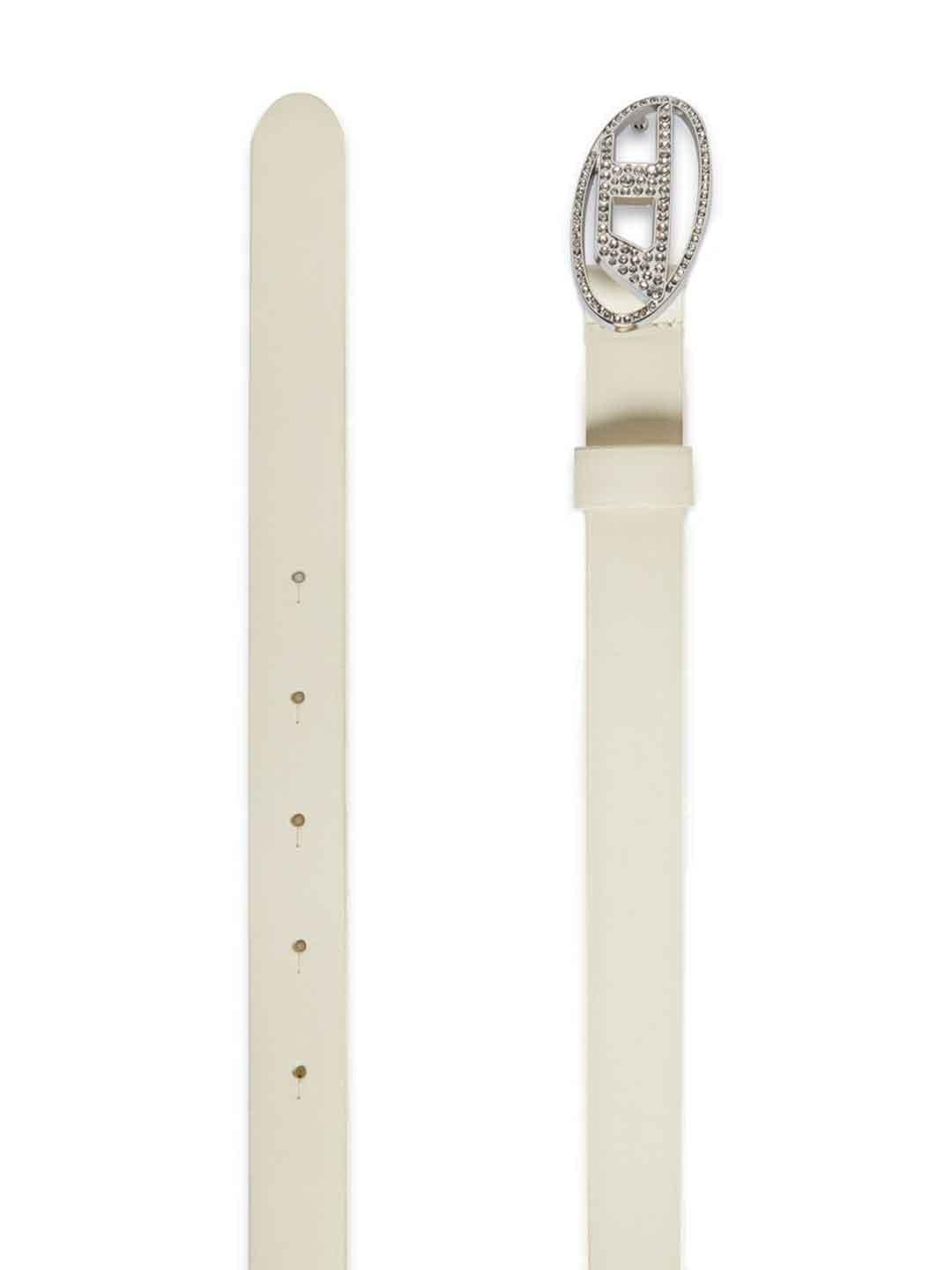 Diesel cintura panna in pelle con strass