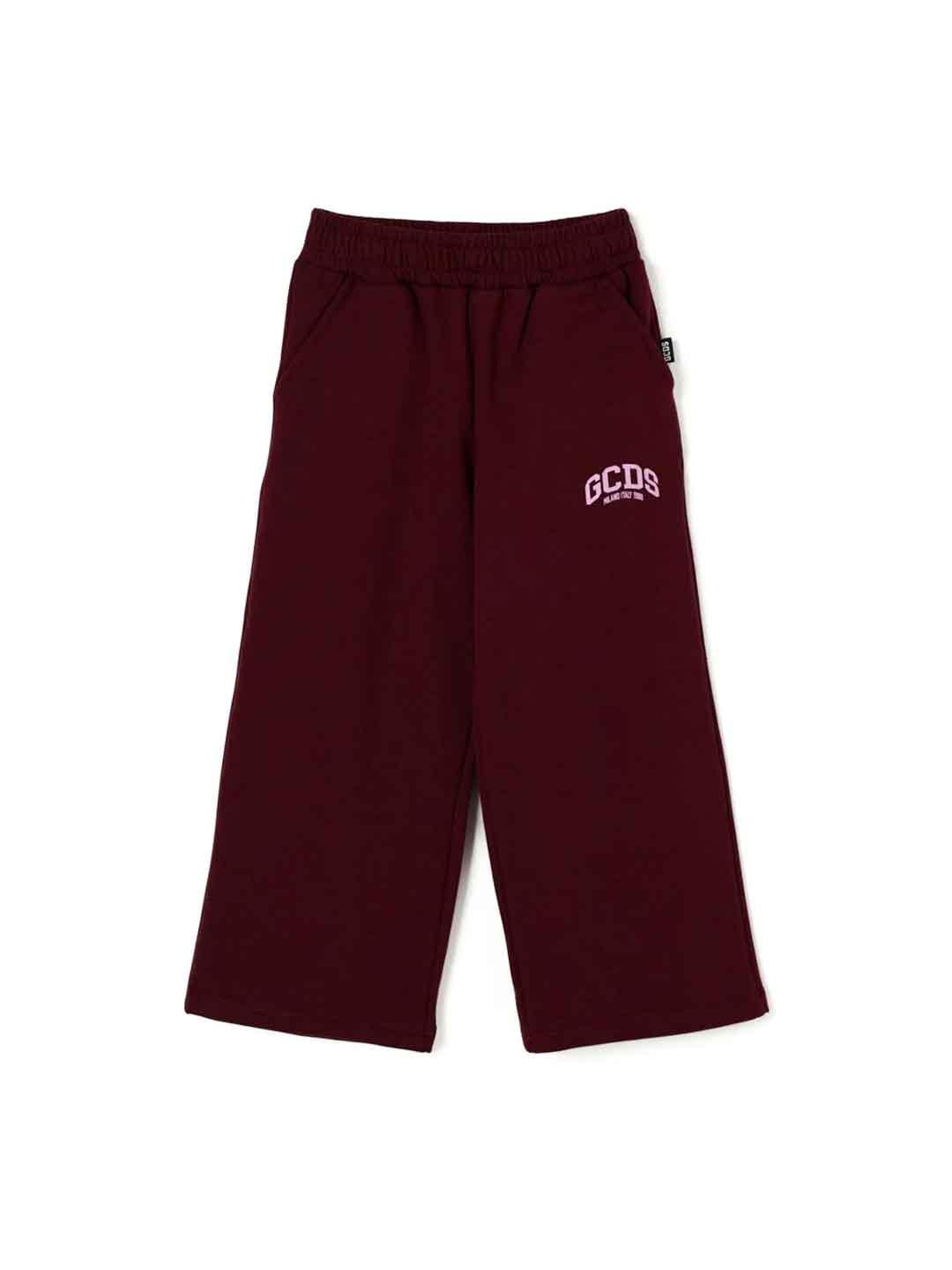 GCDS pantalone kids bordeaux con logo