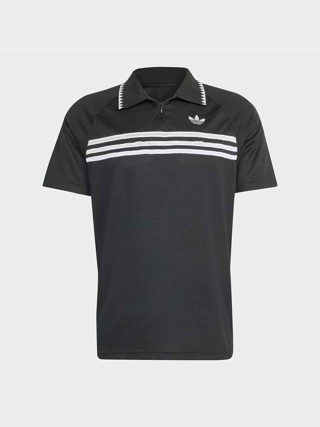 Adidas polo nera e bianco con zip