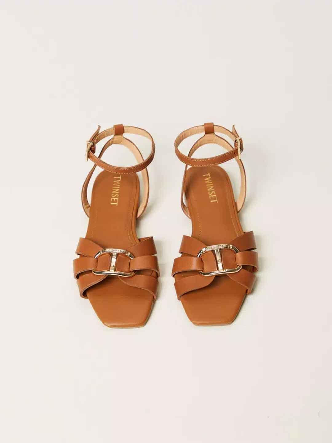 Twinset sandali kids cuoio in pelle