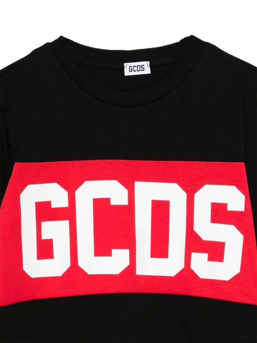 GCDS t-shirt kids nero con banda logo