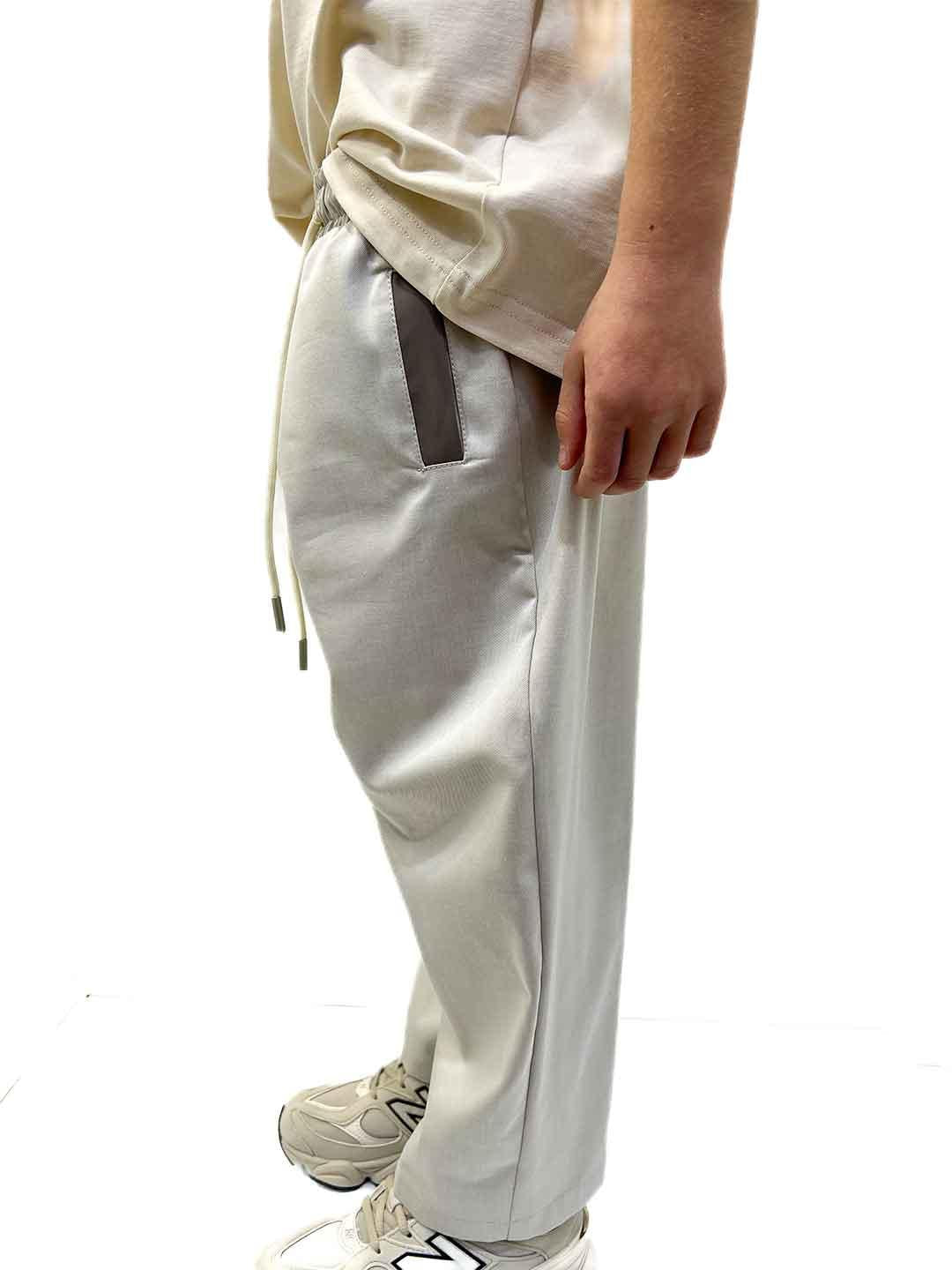 Yes London pantalone kids beige con tasca logata