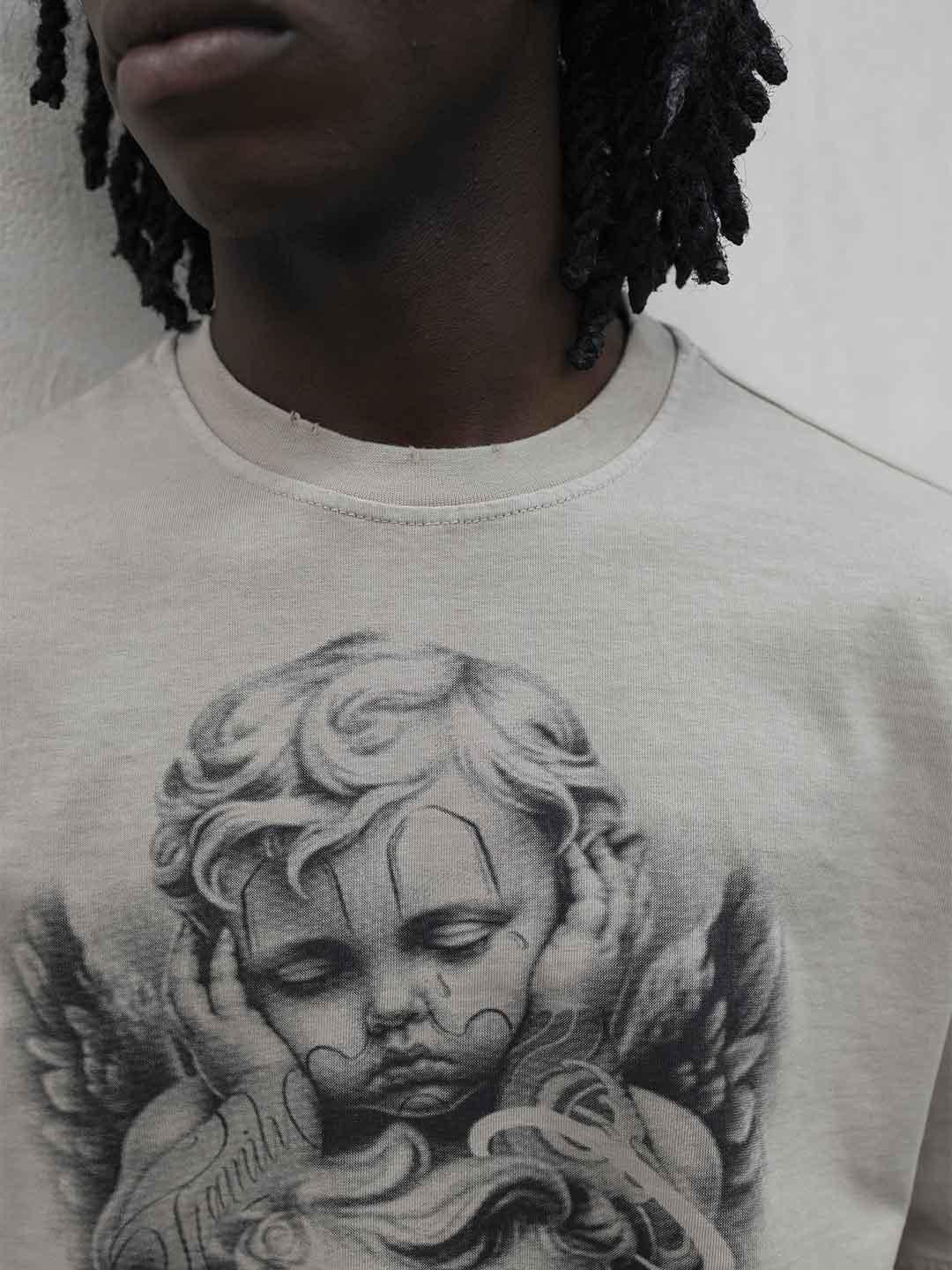 Present Day t-shirt beige con angeli
