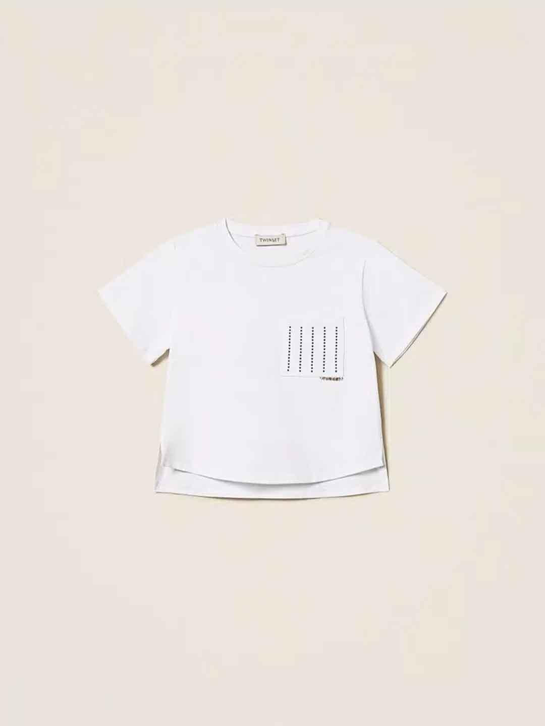 Twinset t-shirt kids bianco con borchie