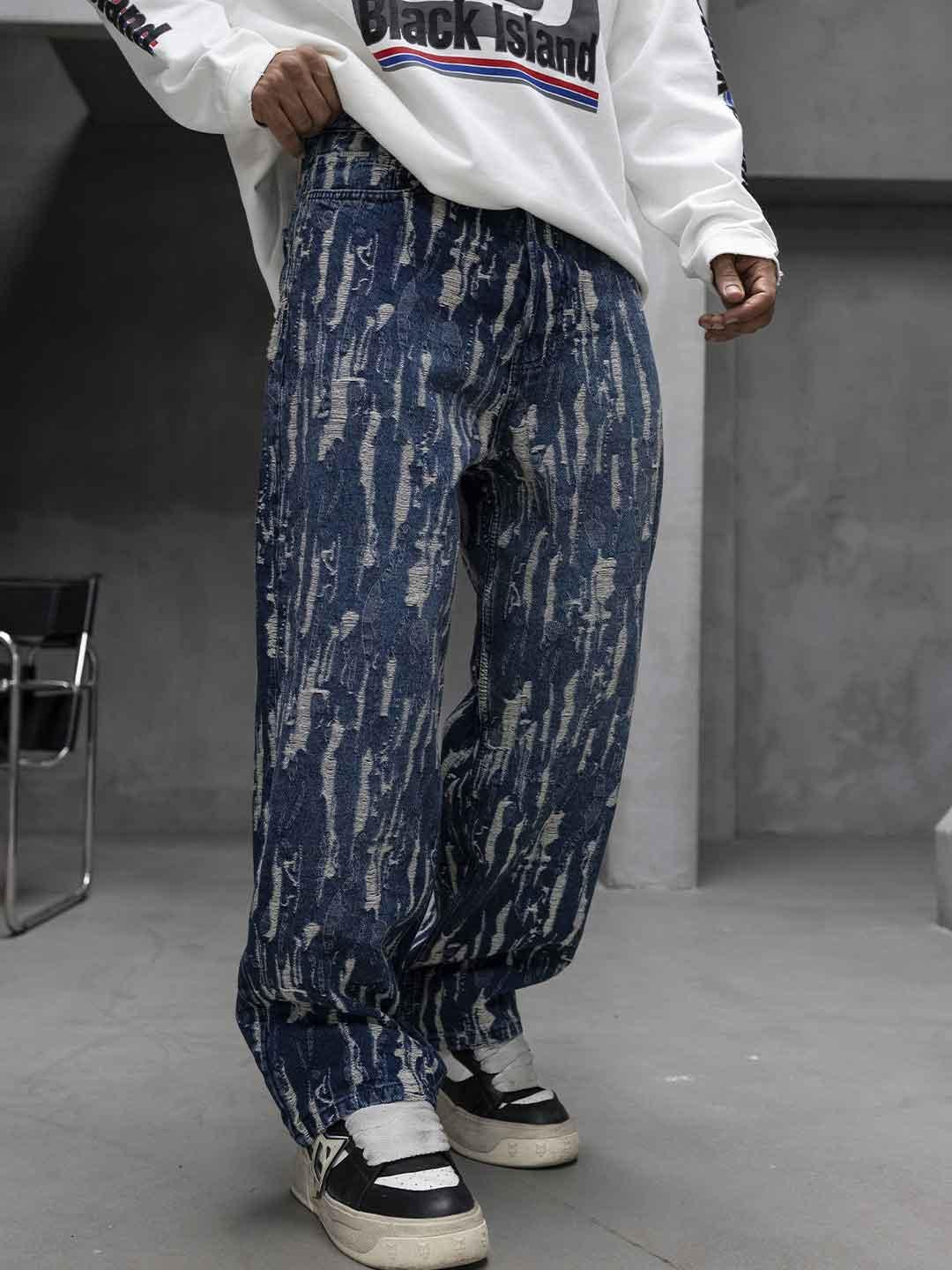 Black Island jeans celeste con strappi