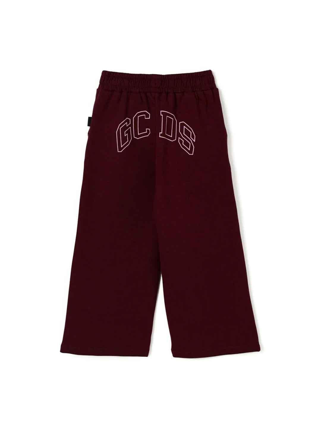 GCDS pantalone kids bordeaux con logo