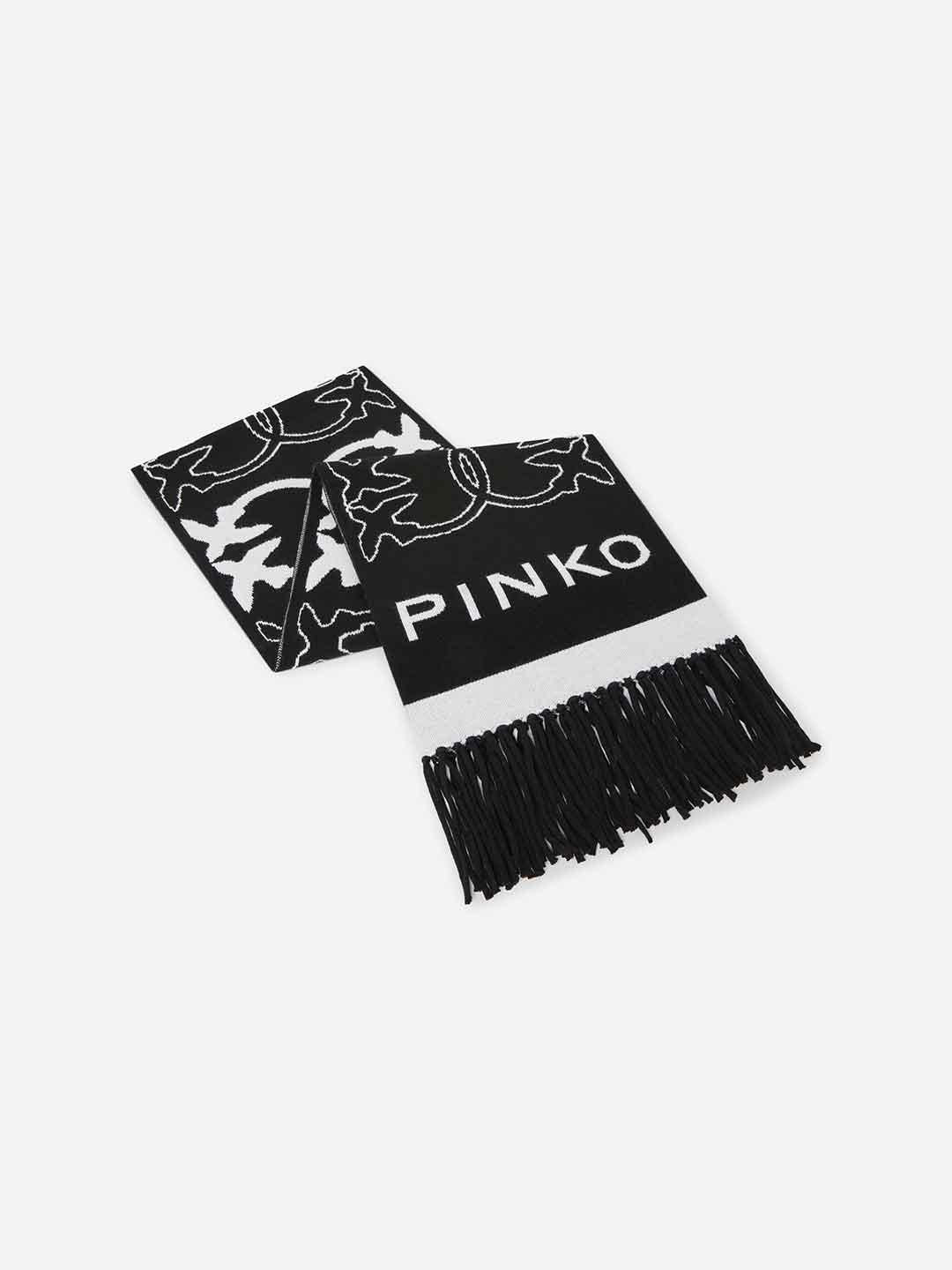 Pinko sciarpa nero con logo