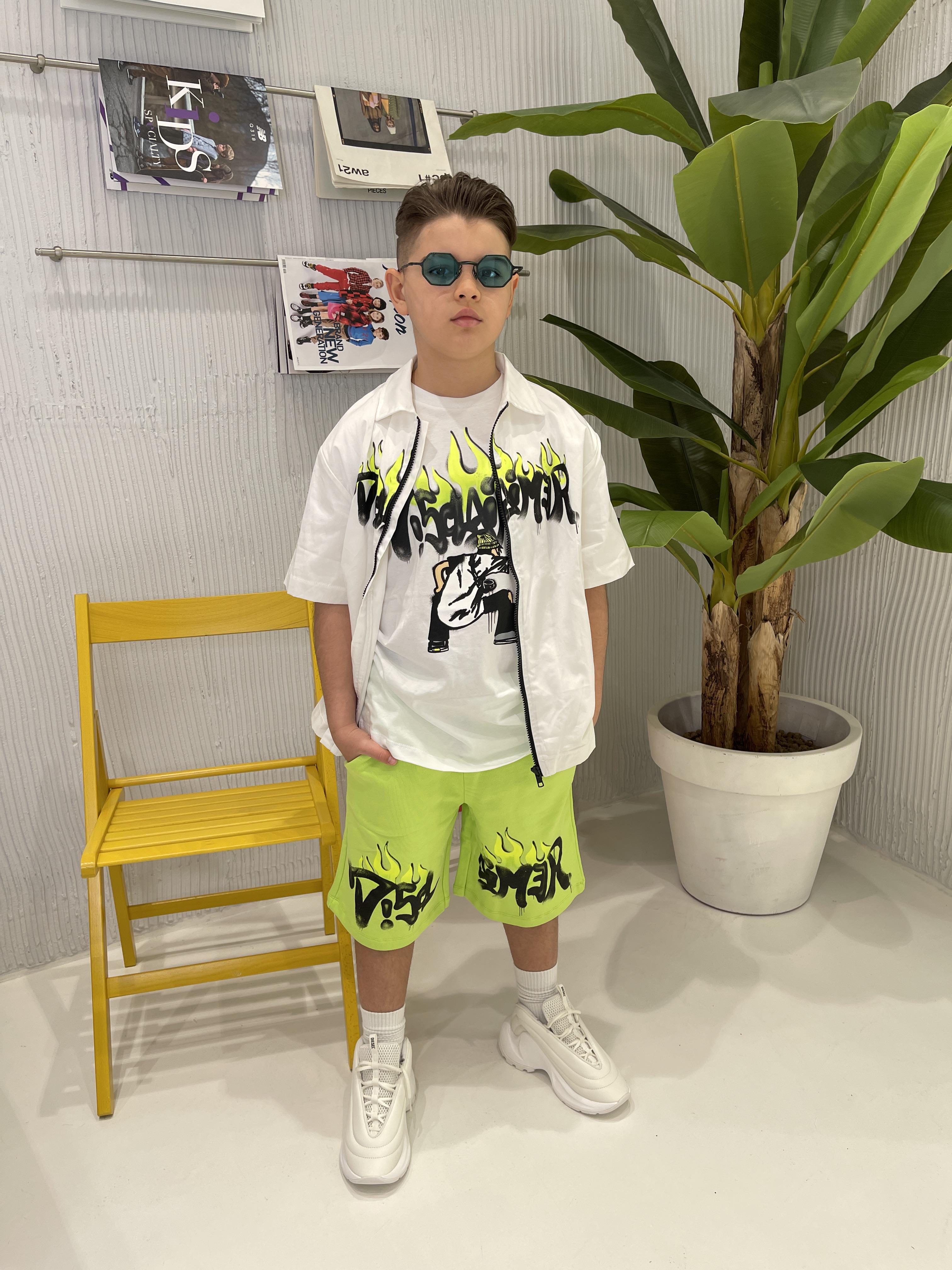 Disclaimer camicia kids bianco con zip