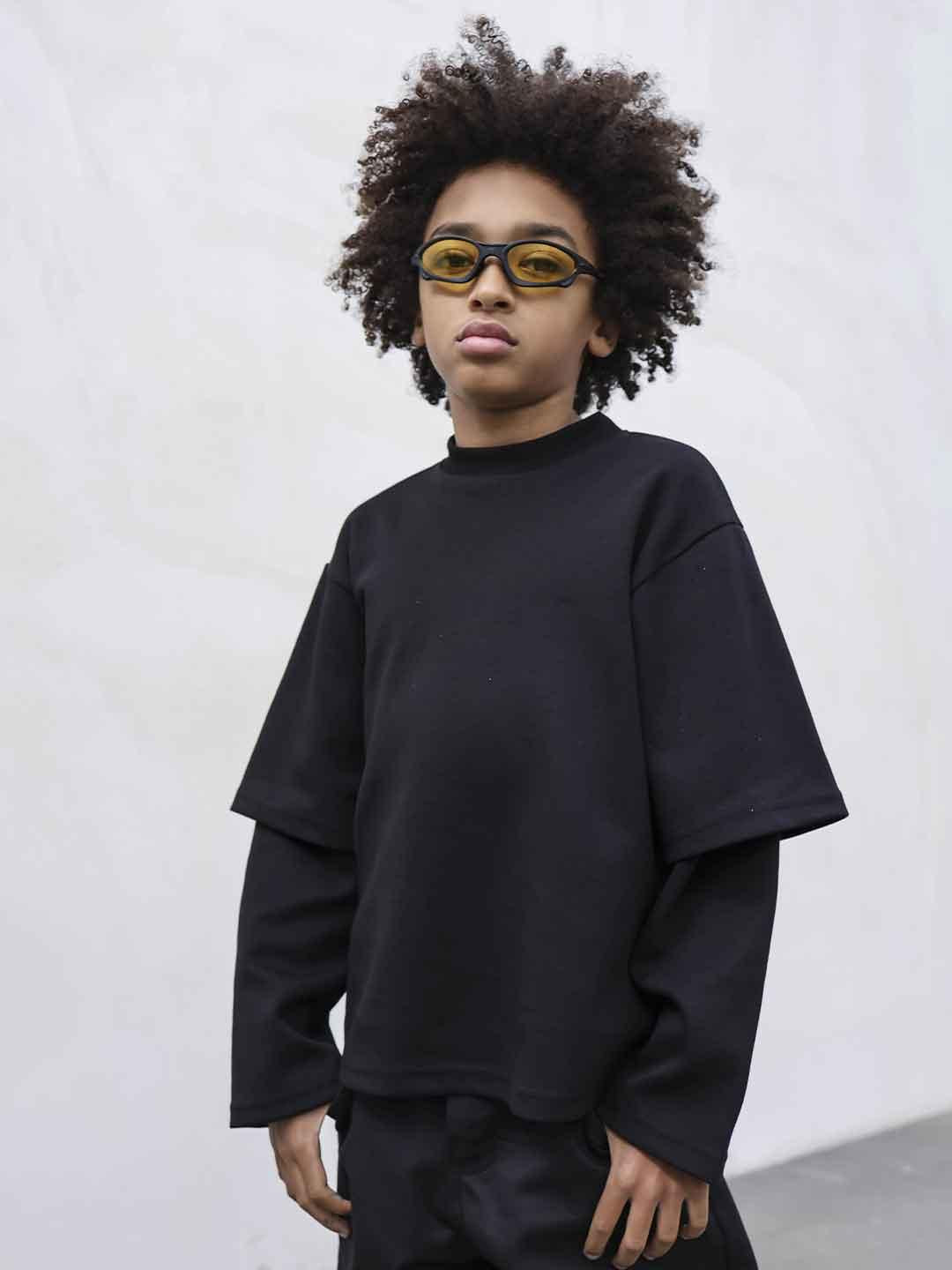 Present Day t-shirt kids nero manica lunga