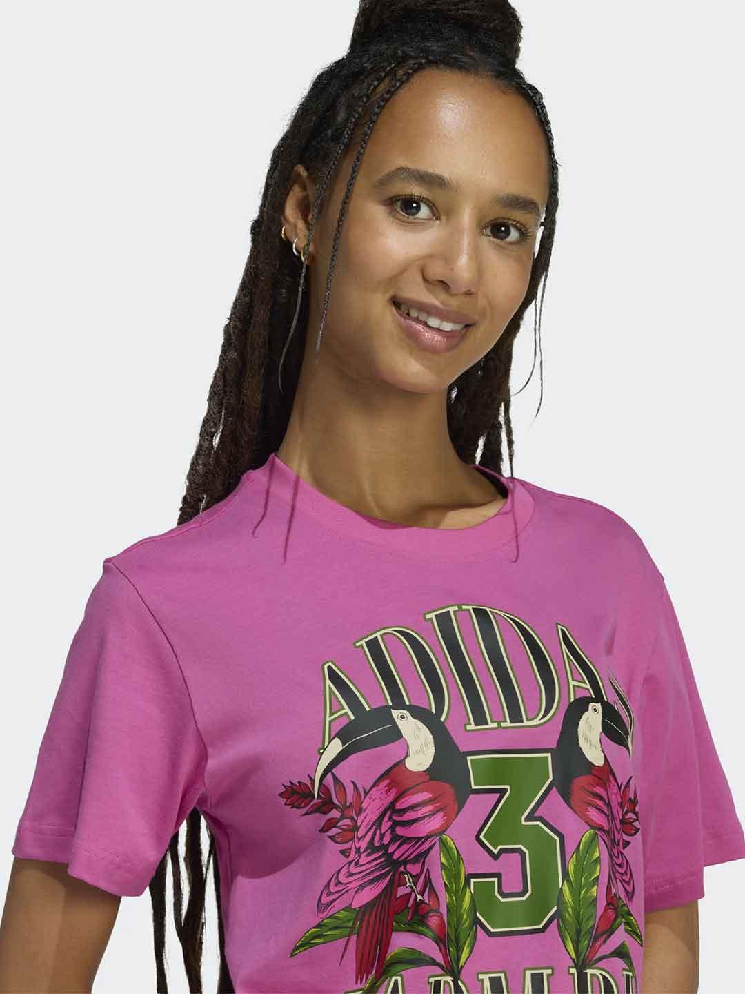 Adidas t-shirt rosa con grafica