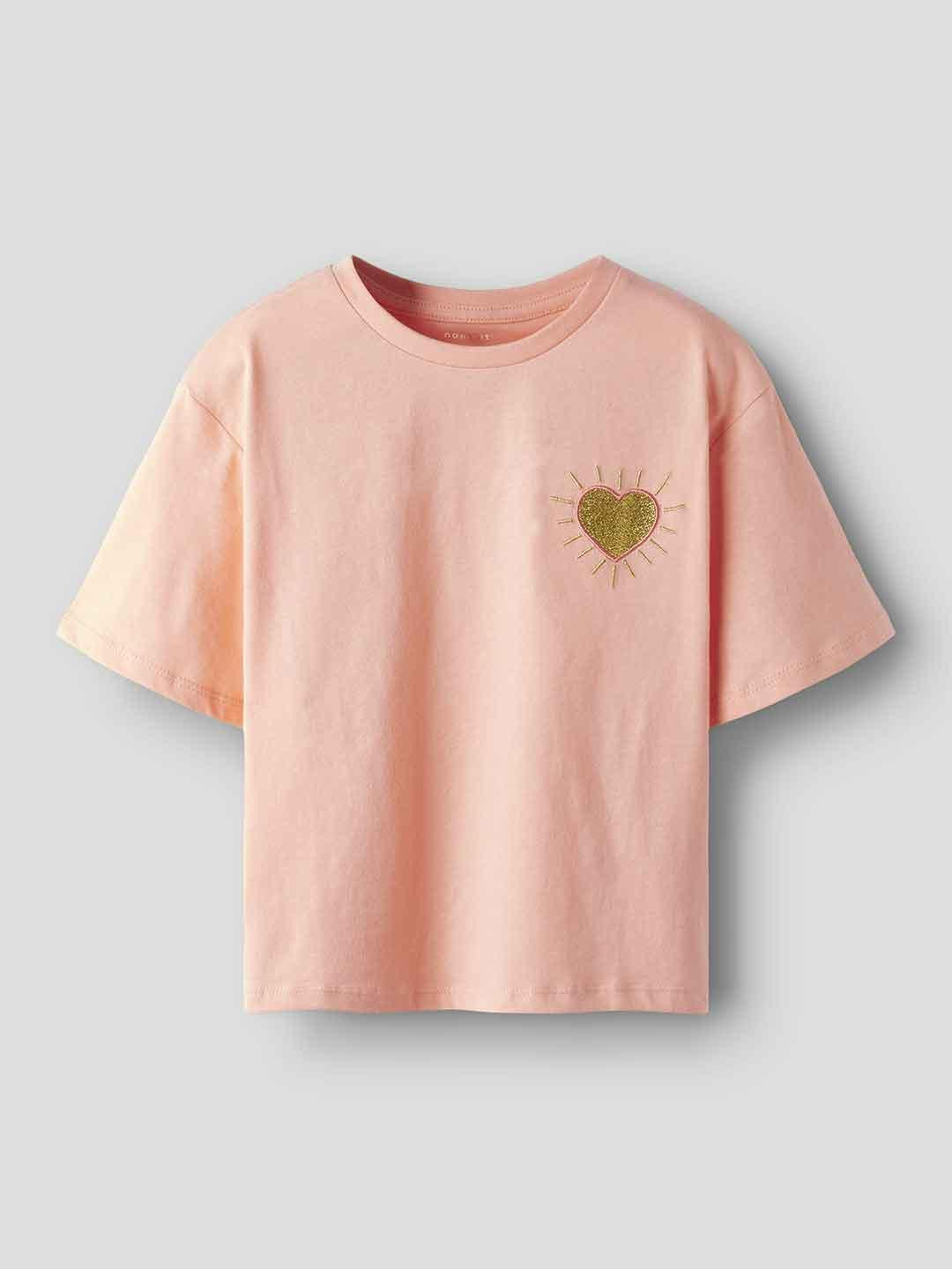 Name It t-shirt kids arancio con cuoricino