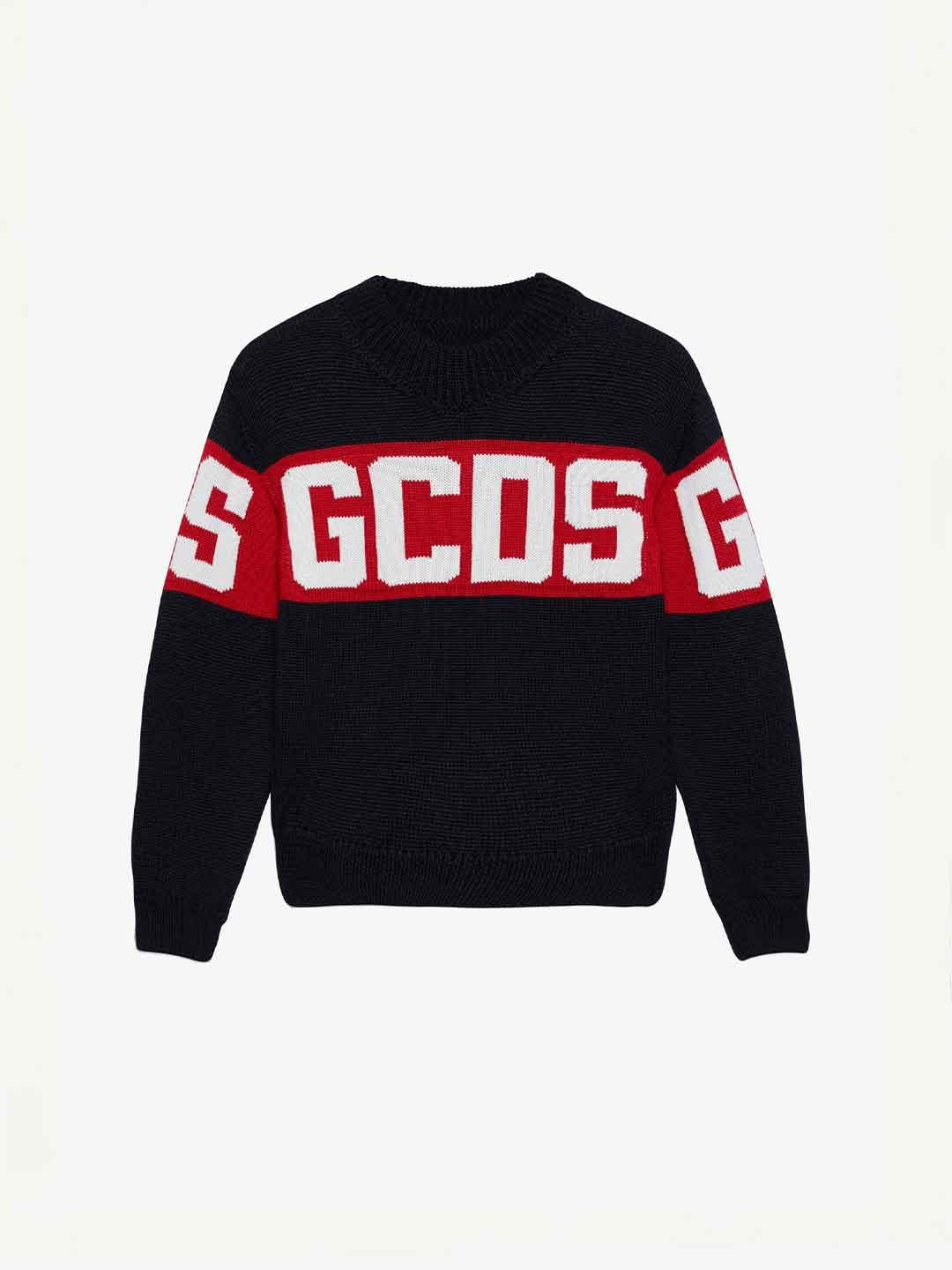 GCDS maglione kids nero con banda logo