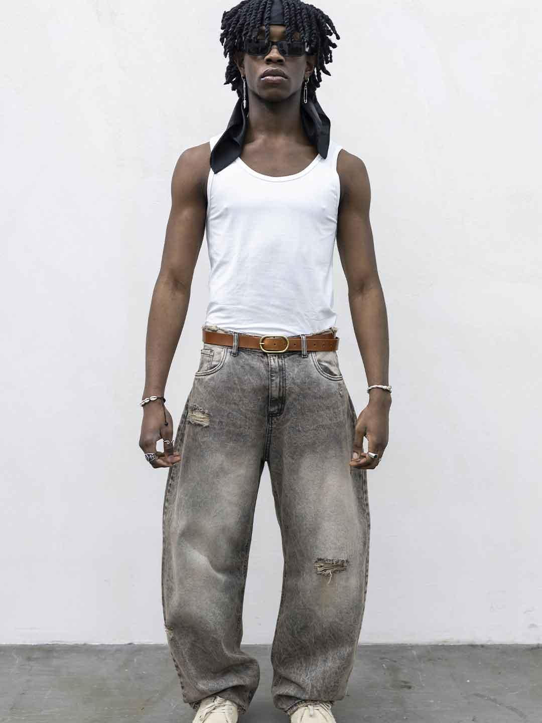 Present Day jeans beige modello balloon