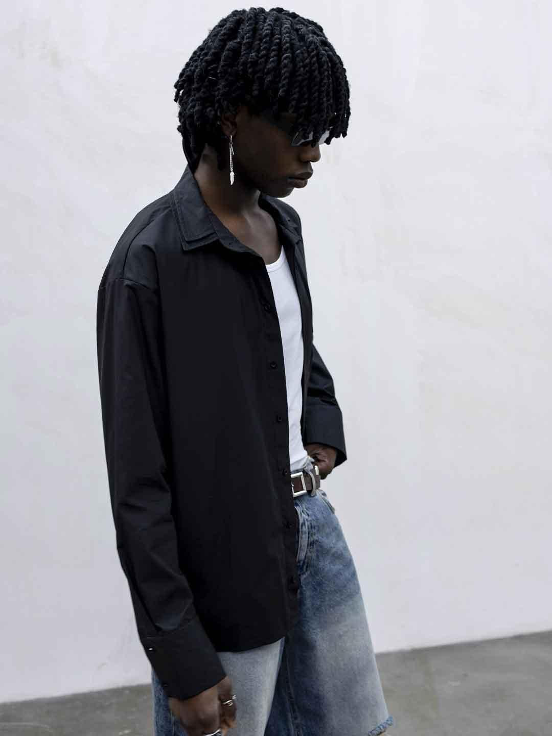 Tokyo camicia nero doppio colletto
