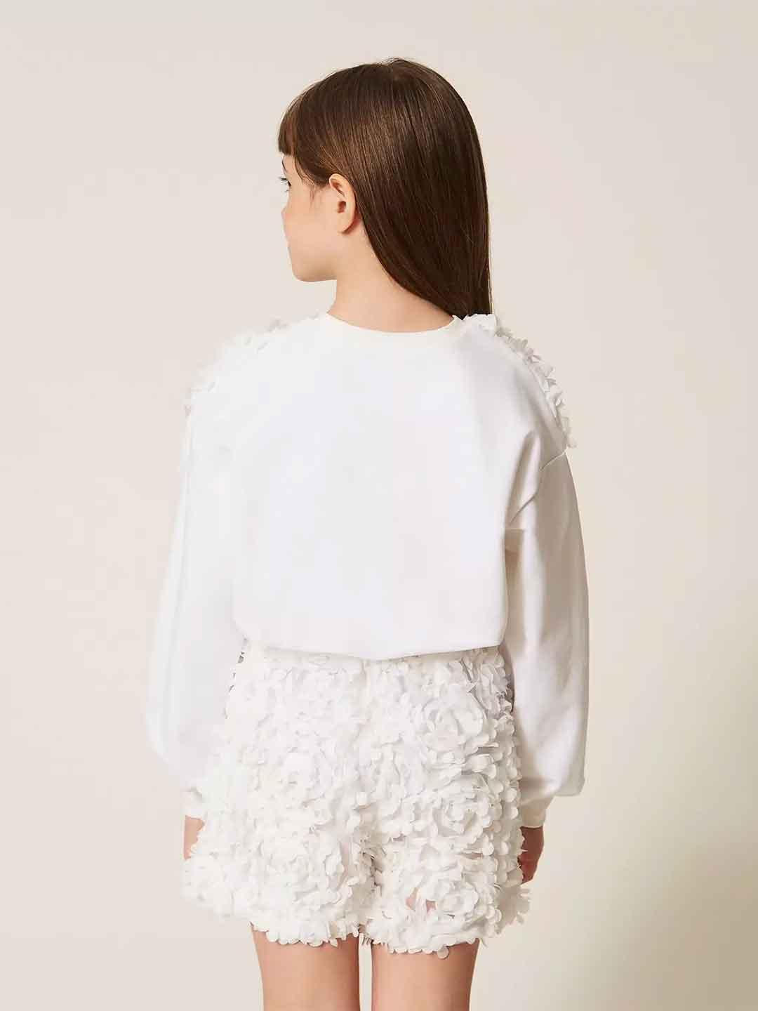 Twinset shorts kids bianco con rose