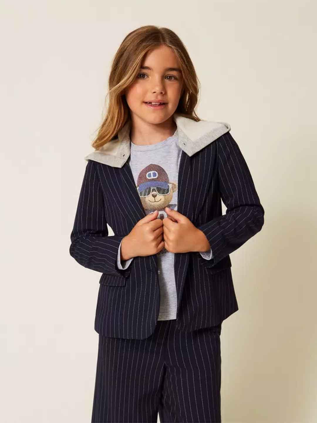 Twinset giacca kids blu con cappuccio