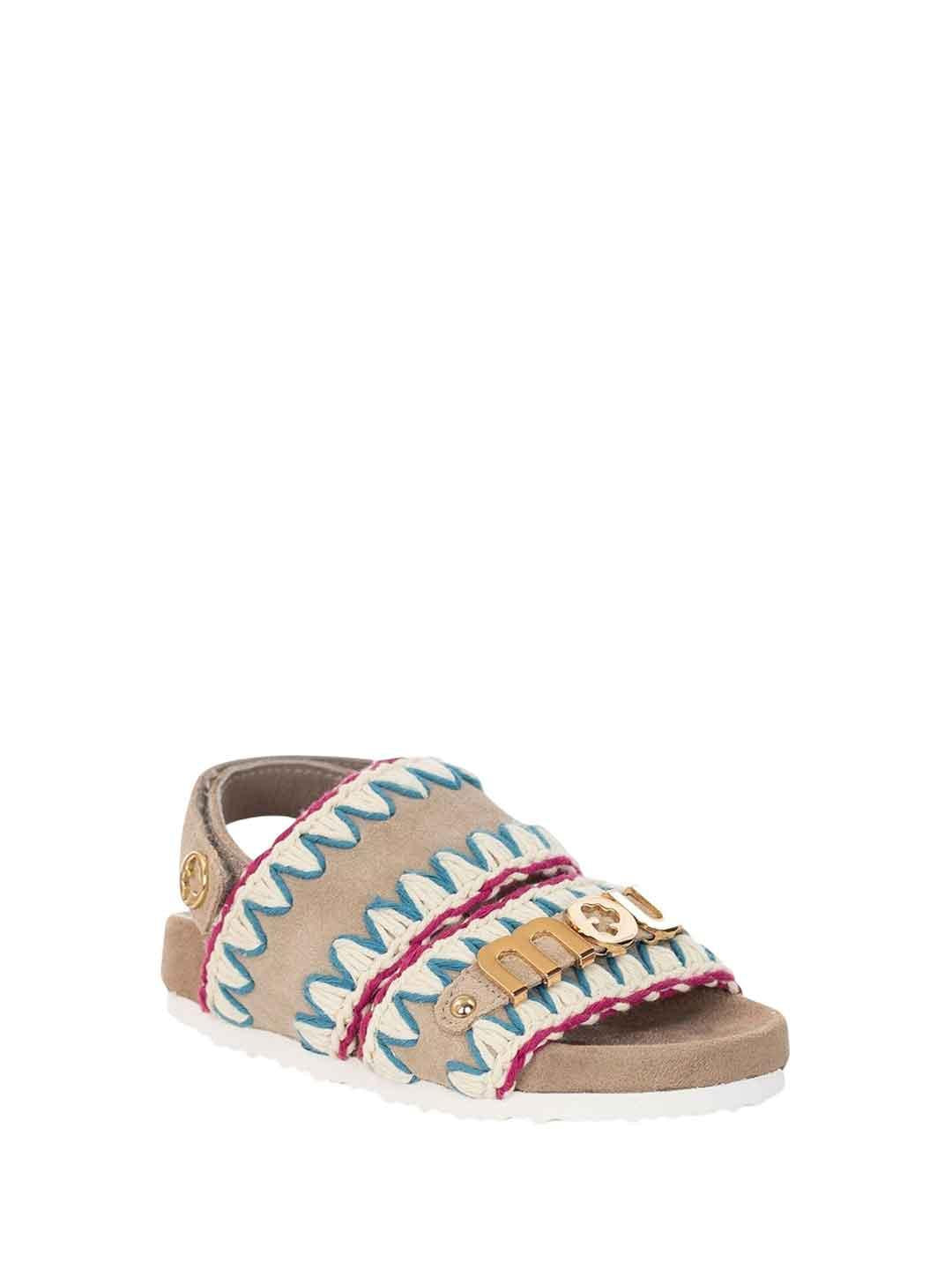 Mou sandali kids beige con logo in metallo