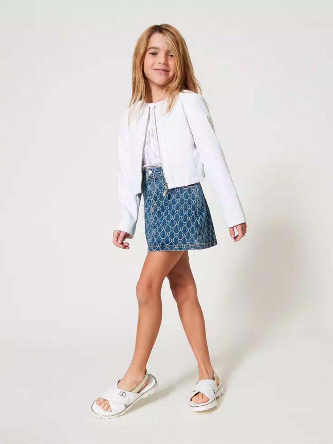 Twinset t-giubbino kids bianco effetto pelle