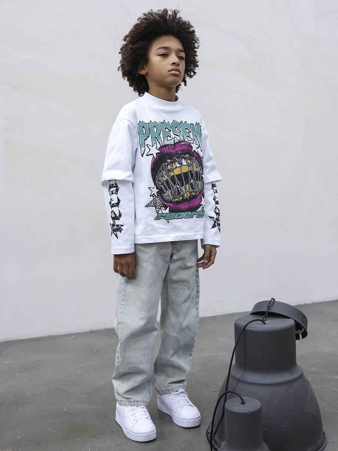 Present Day t-shirt kids bianco con stampa
