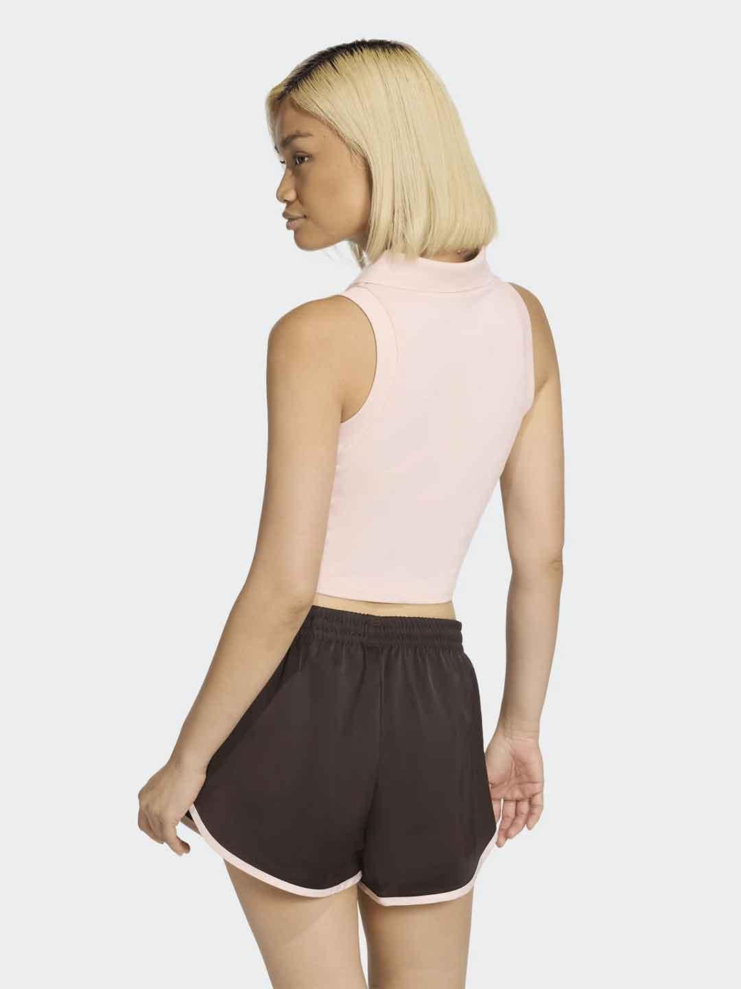 Adidas polo rosa con bande nere