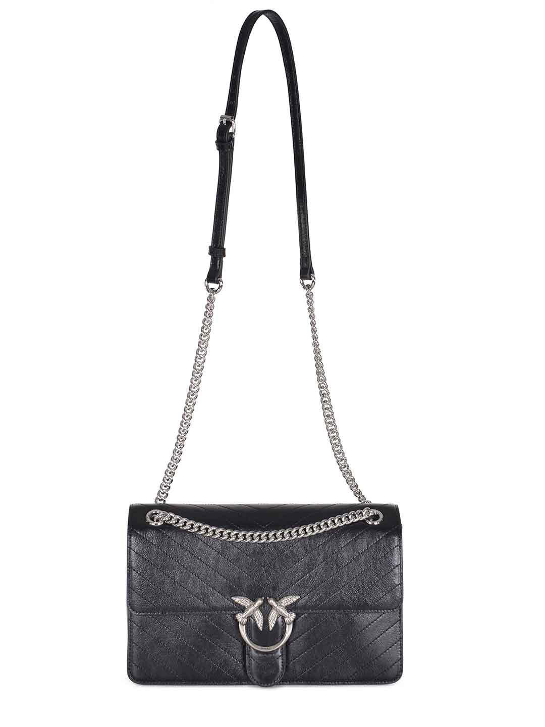 Pinko Love One Light Classic borsa nero e argento