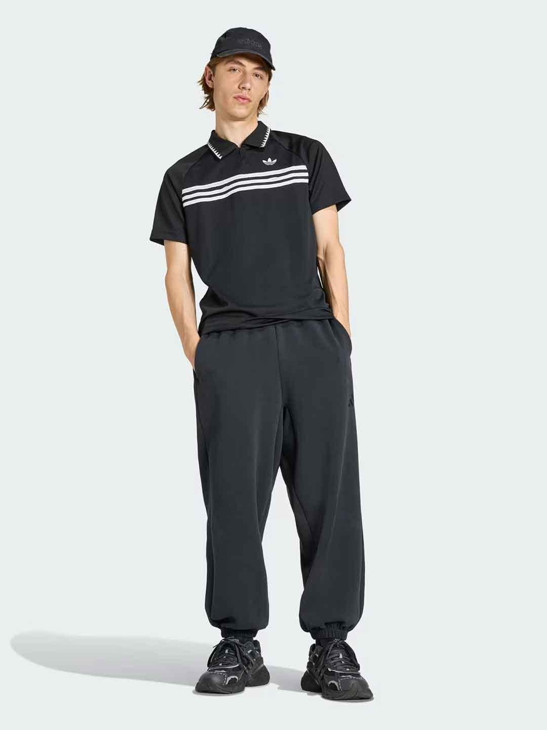 Adidas polo nera e bianco con zip