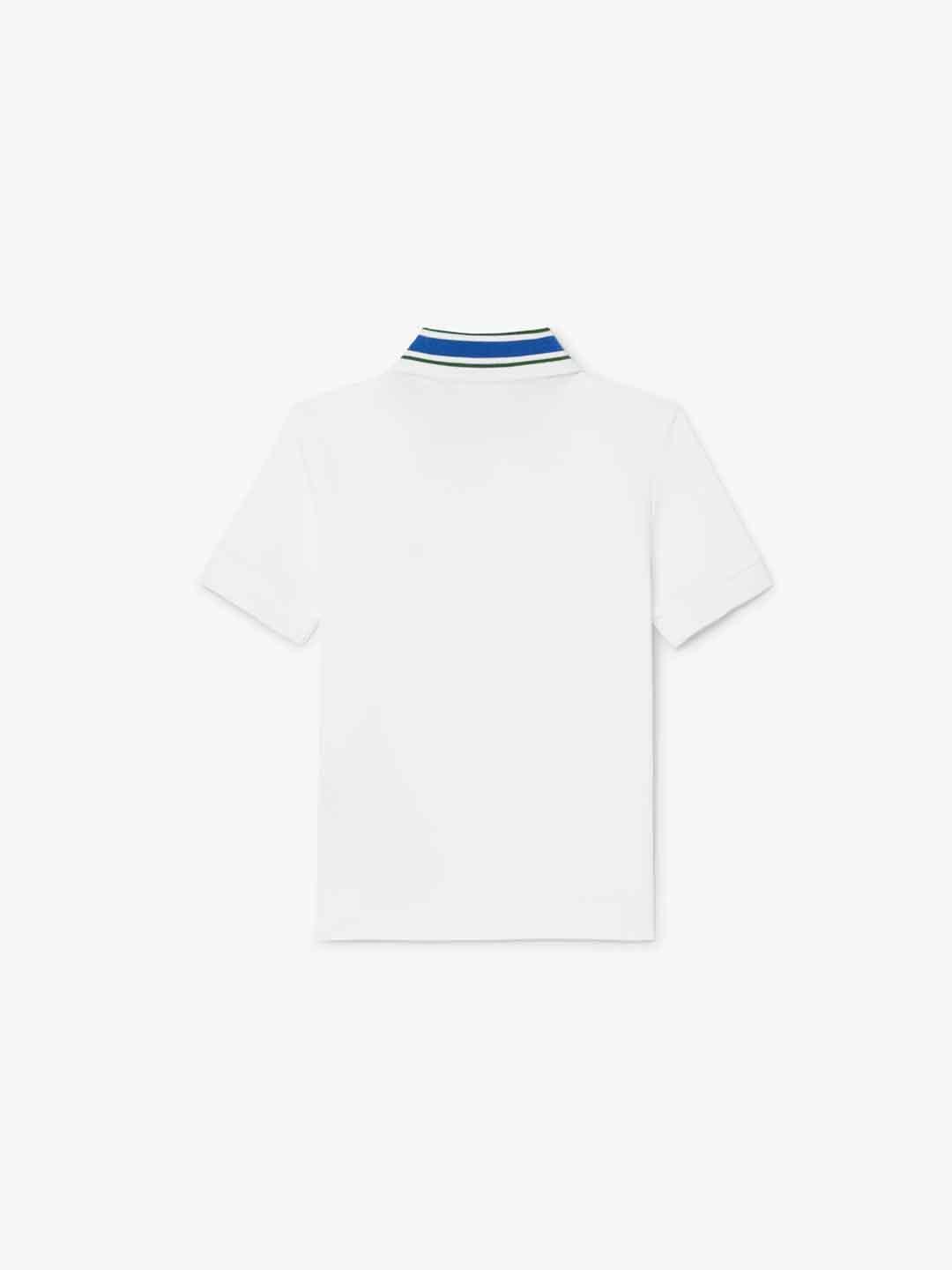 Lacoste t-shirt kids bianco con colletto blu