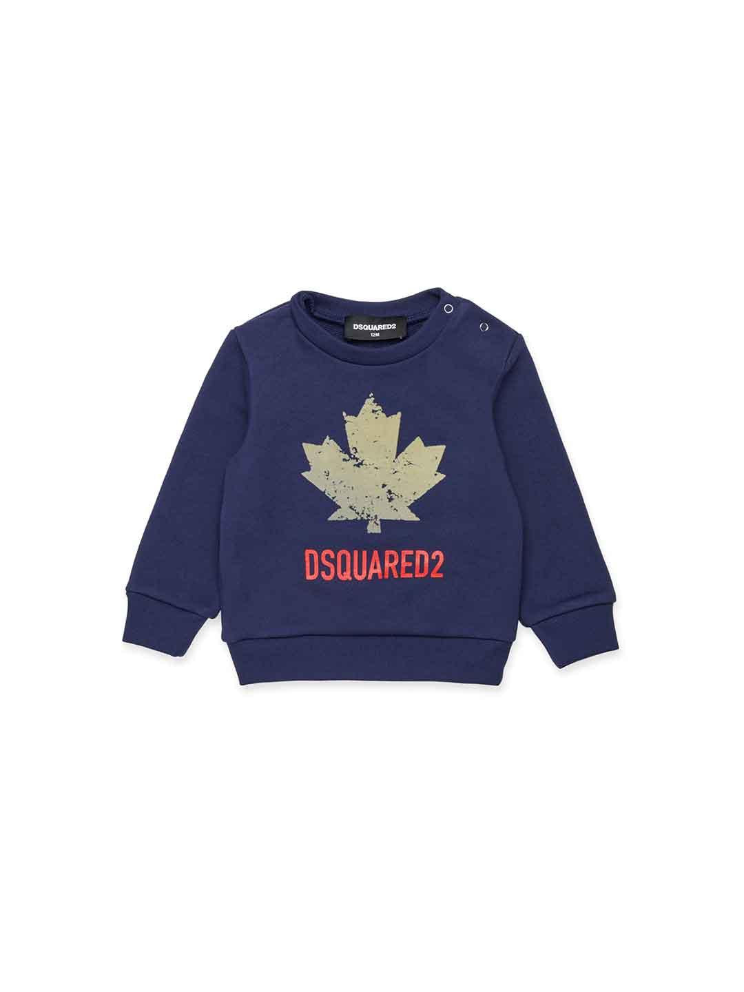 Dsquared 2 felpa kids blu con logo giallo