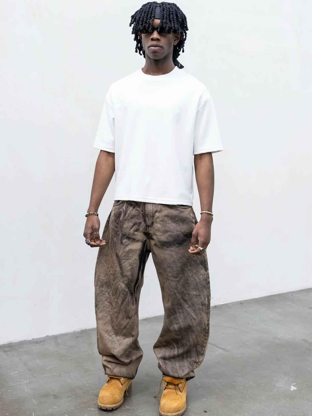 Present Day jeans marrone modello balloon