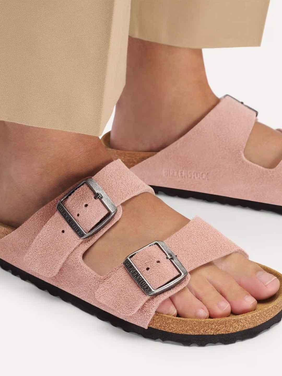 Birkenstock Arizona sandali rosa in Nabuk