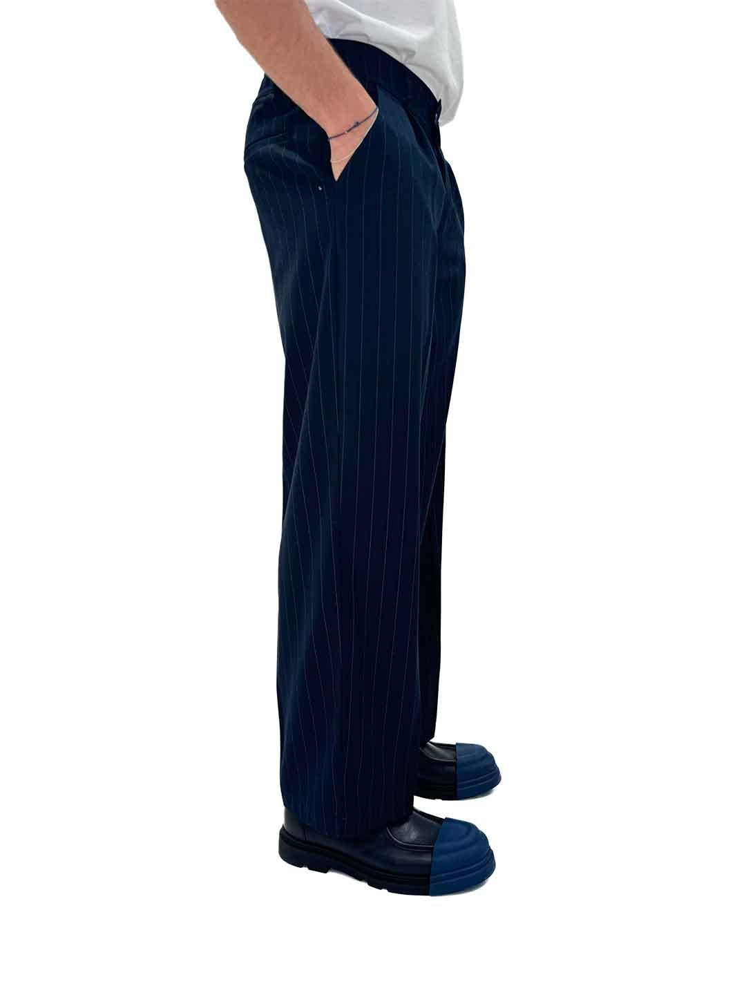 All or Nothing pantalone blu gessato