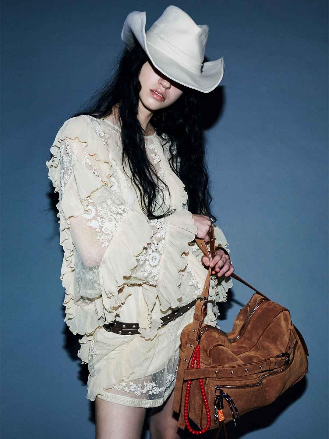 Aniye By Layla camicia beige in pizzo